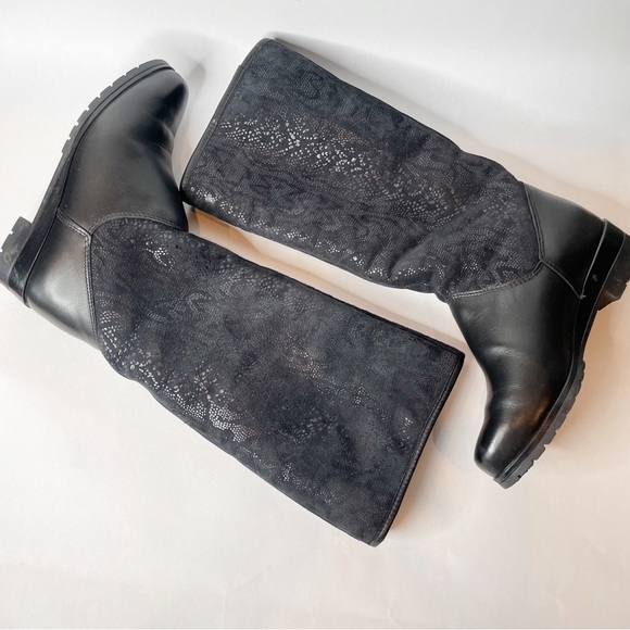 Pajar Black Suede & Leather Snake Print Shearling Fur Lined Winter Boots Size 6 - Picture 12 of 12